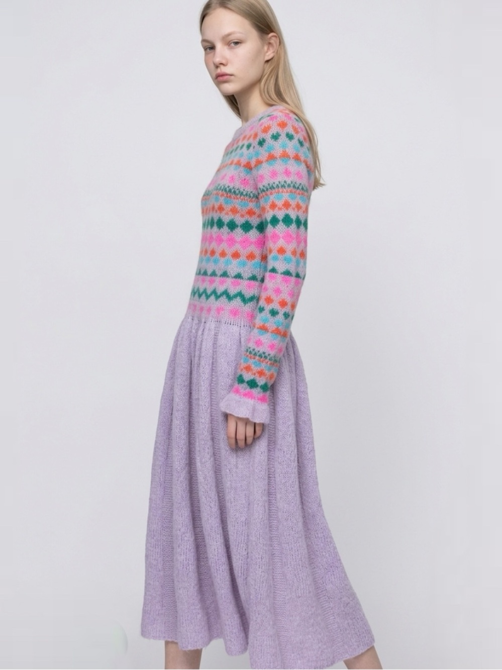 Free People sweater dress midi Lilac Confetti - Picture 6 of 12